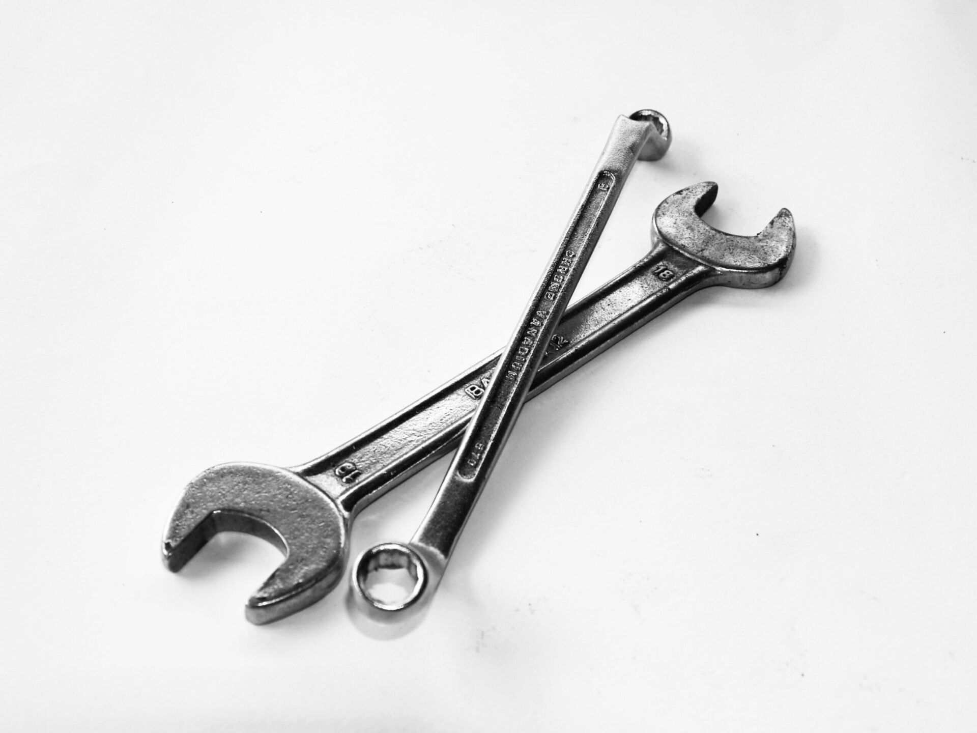 Stainless steel close wrench on spanner