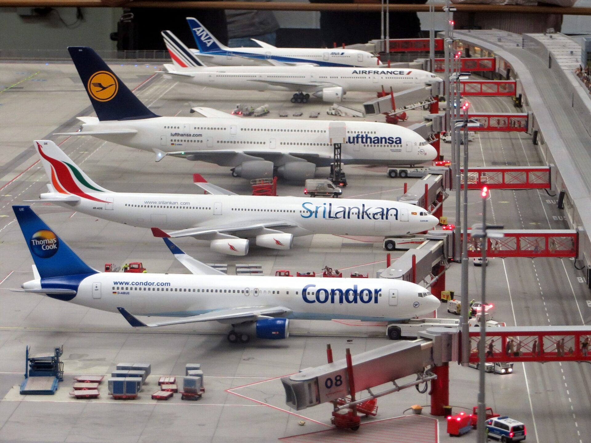 Condor airplane on grey concrete airport