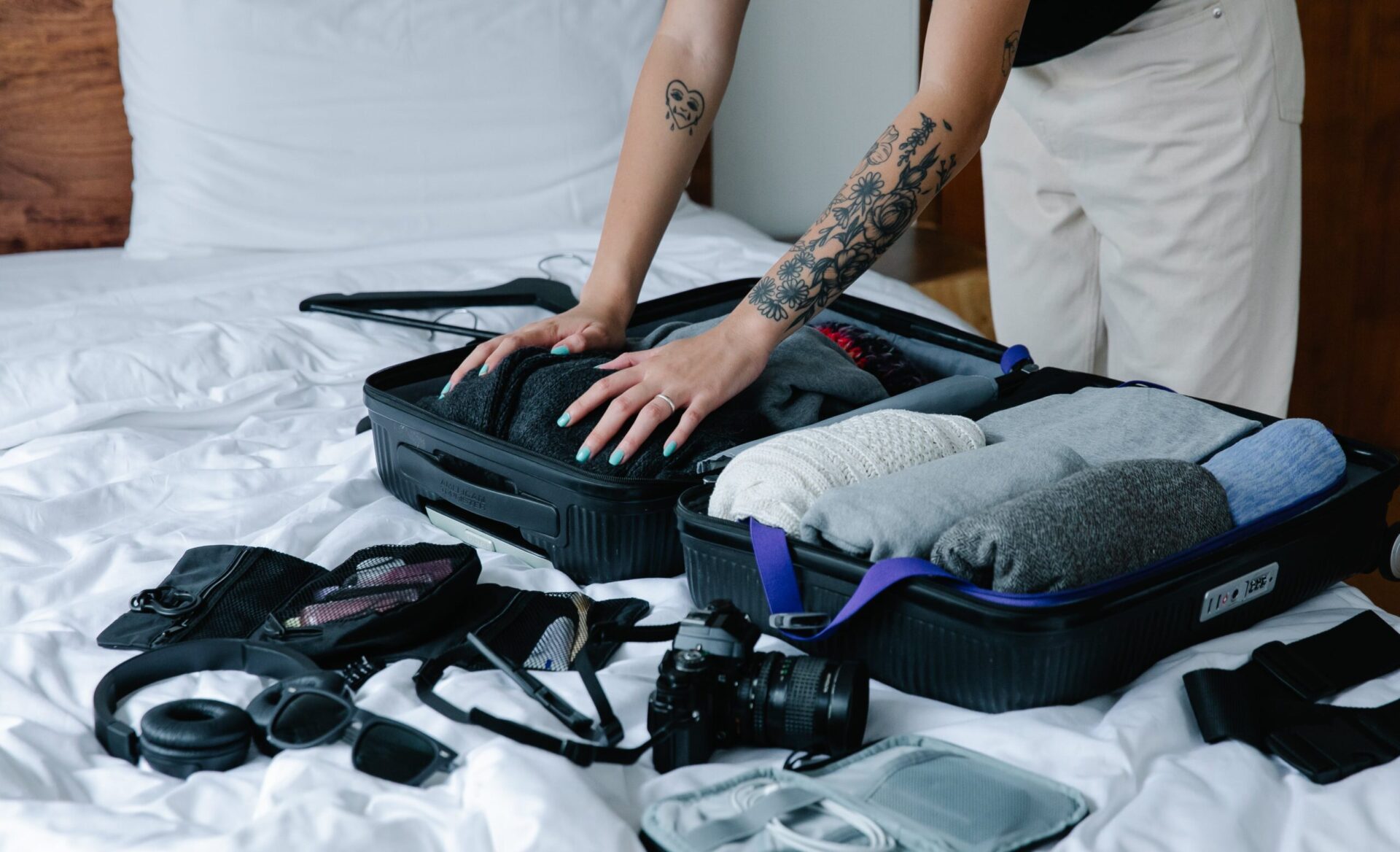 Woman packing a suitcase