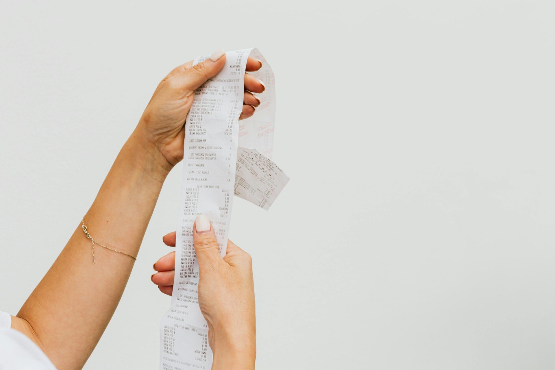 Woman holding a receipt